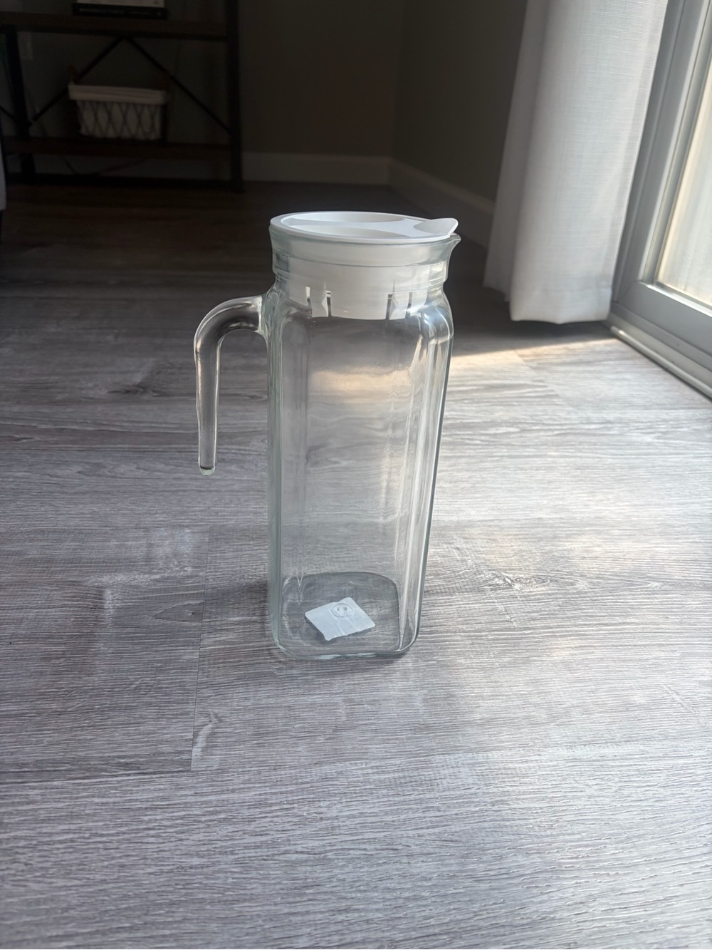 Clear Glass Pitcher with White Lid